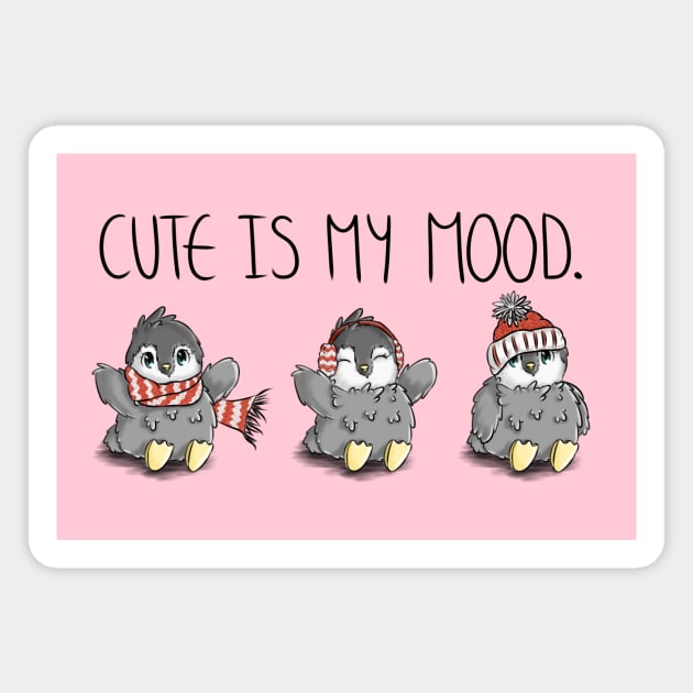 Cute is my Mood Penguin Quote Magnet by InkItOut